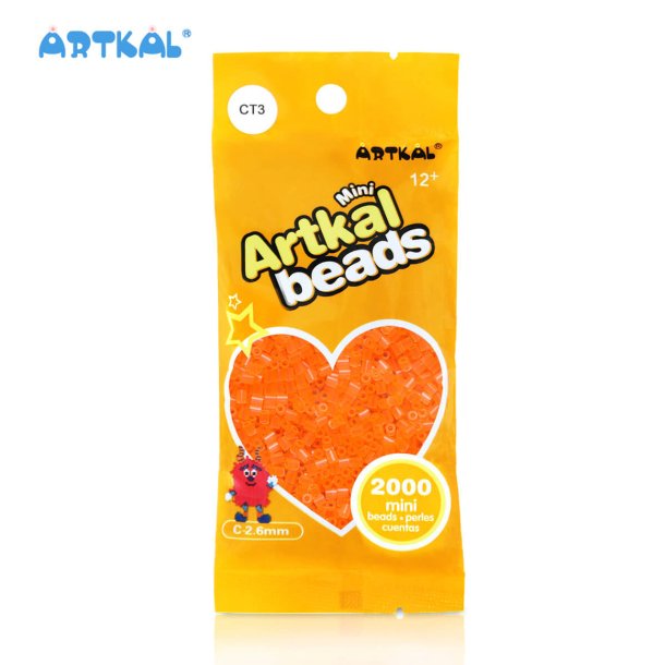 Artkal Mini Beads, 2000 stk, CT3 Orange (Transparent)