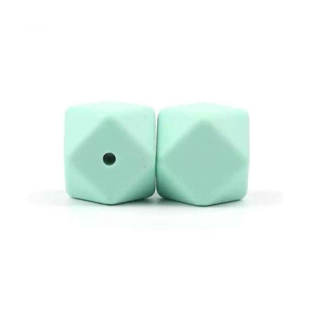 Silikone perle, Hexagon, 14 mm, Mint Grn 