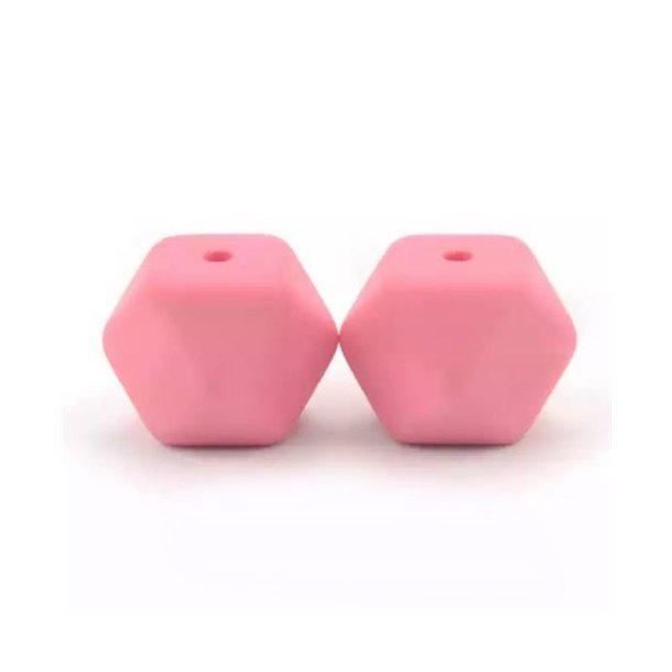 Silikone perle, Hexagon, 14 mm, Sakura