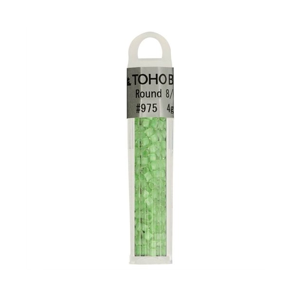 Toho perler, 8/0, Light Mint Lined Crystal #975