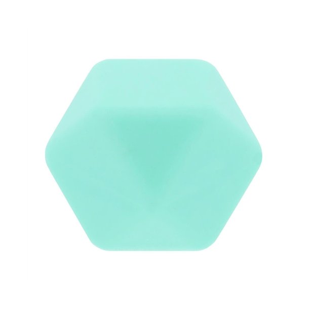 Silikone perle, Hexagon, 17 mm, Grn Mint