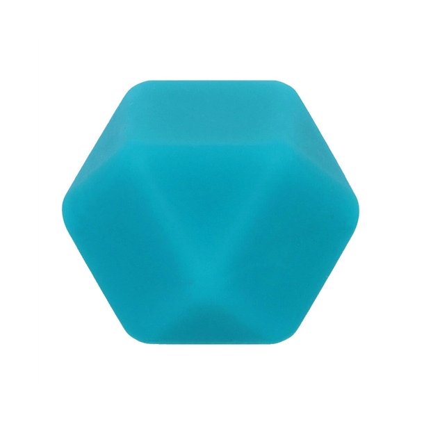 Silikone perle, Hexagon, 17 mm, Turkis