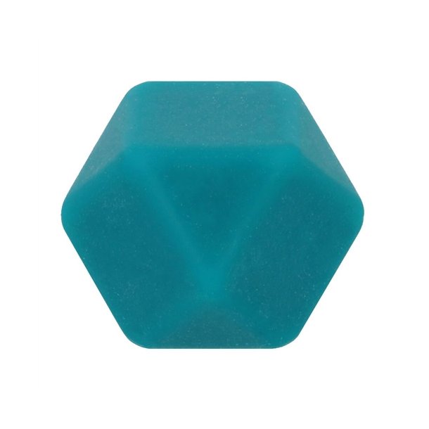 Silikone perle, Hexagon, 17 mm, Turkis Mrk