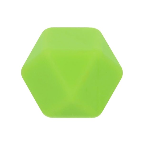 Silikone perle, Hexagon, 17 mm, Grn Lys