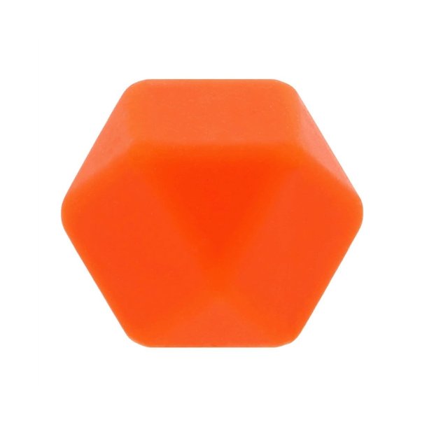 Silikone perle, Hexagon, 17 mm, Orange 
