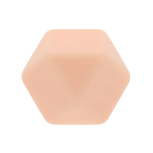 Silikone perle, Hexagon, 17 mm, Hudfarve