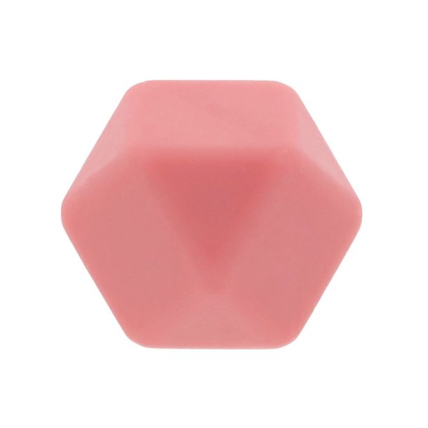 Silikone perle, Hexagon, 17 mm, Rosa 748 